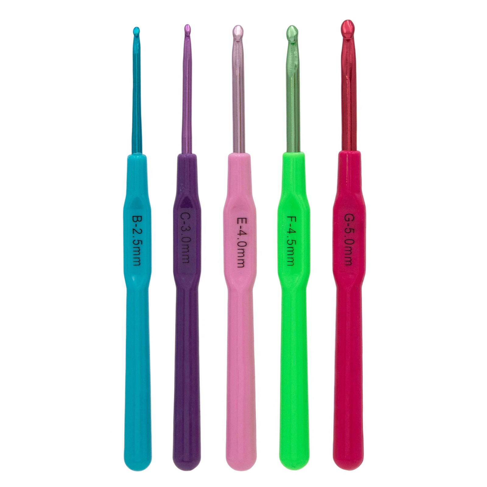 Aluminum Crochet Hooks 5pc Set 2.5-5mm