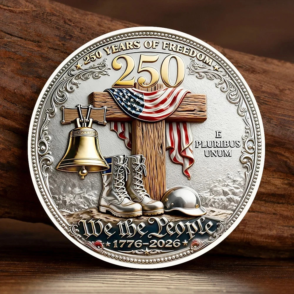 US Veteran 250th Anniversary 1776-2026 Eagle Memorial Cross Coin Collectible
