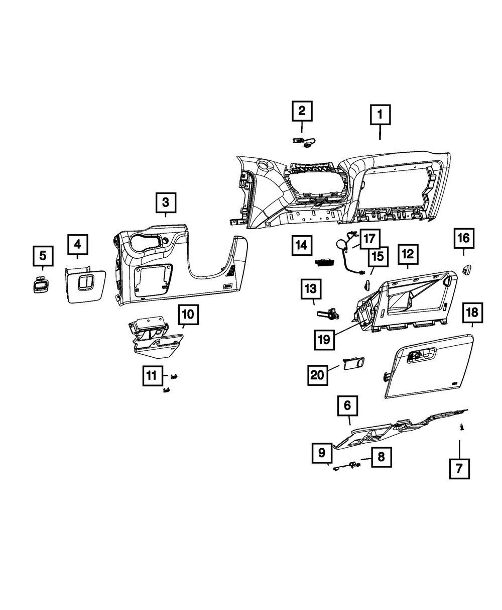 Genuine Mopar Instrument Panel Bin 1YR35PS4AE
