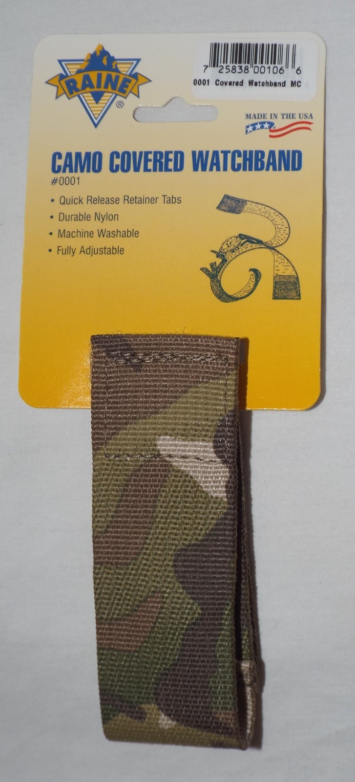 Raine Inc Military SWAT Style Covered Watchband Model# 0001MC Multicam NWT