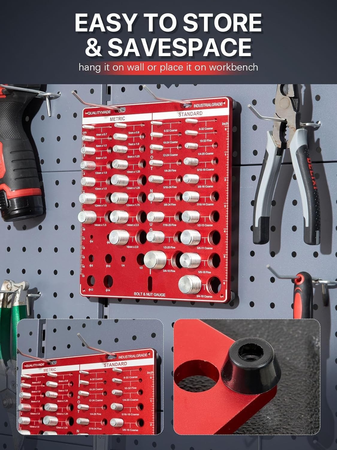 42 Nut and Bolt Thread Checker, 15 Metric & 19 Standard & 8 Drill Bit Gauge