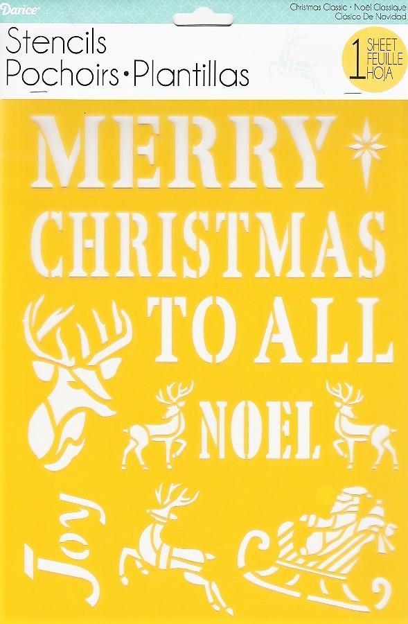 Darice Craft Stencils CHRISTMAS QUOTES Joy Noel 8.5x11 Reusable Template Mask