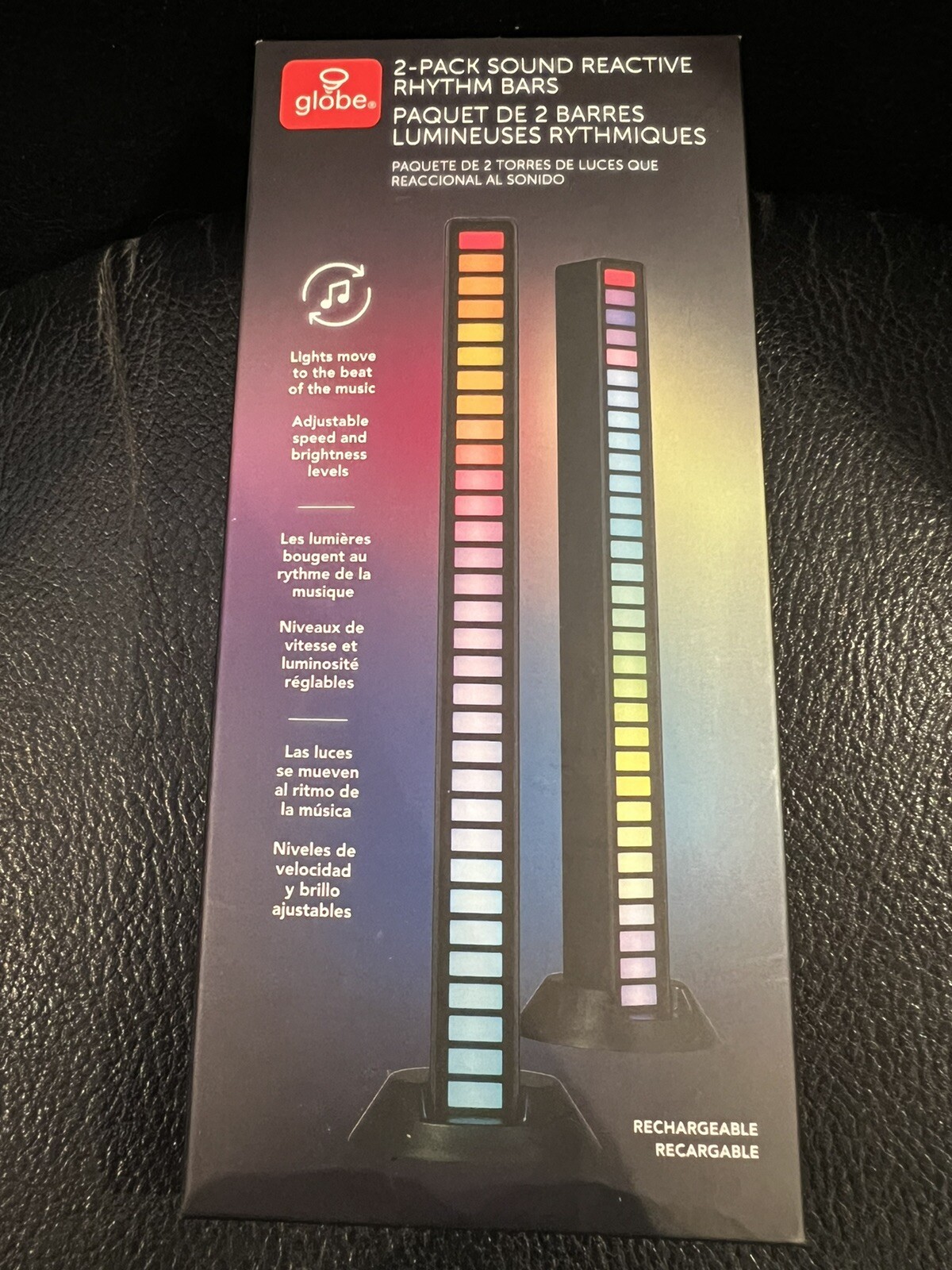 Globe 2-Pack Rechargeable/portable Sound Reactive Rhythm Bars, New  [M2]