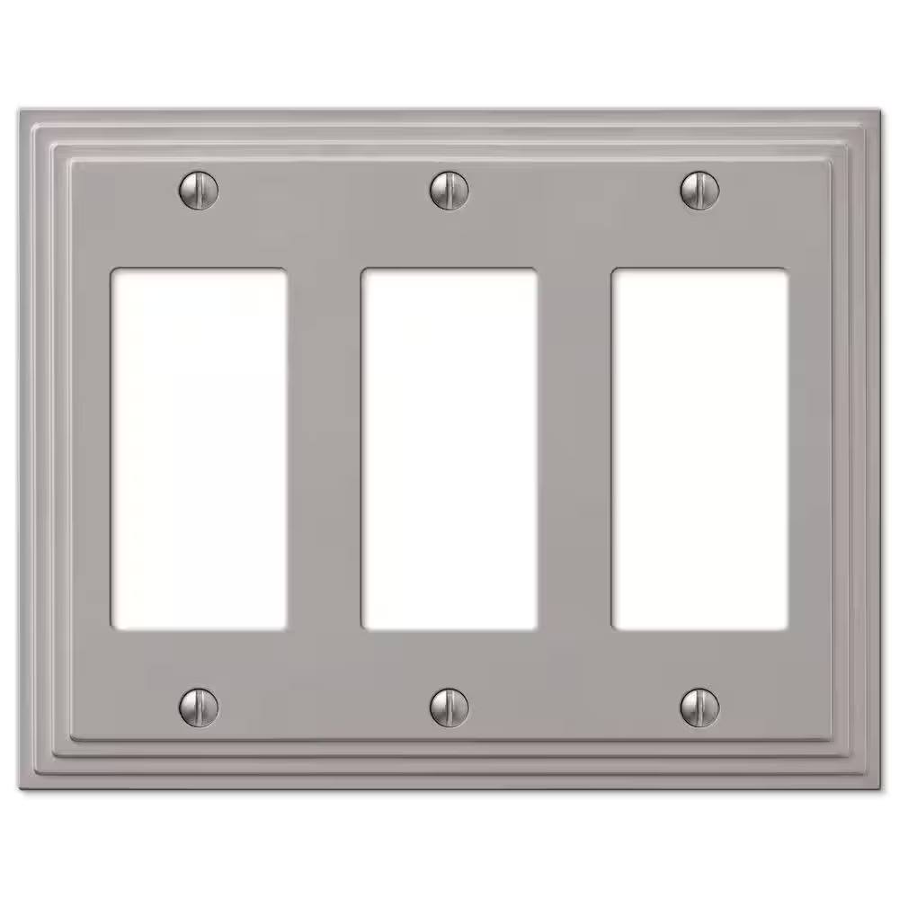 Tiered 3 Gang Rocker Metal Wall Plate - Satin Nickel