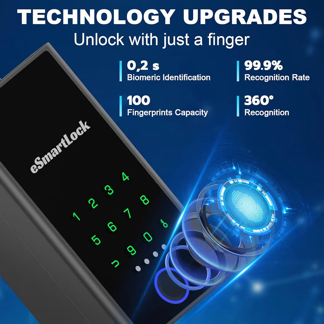 eSmartLock Smart Key Lock Box | Fingerprint + PIN + Bluetooth App | Wall Mount.