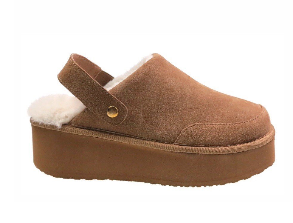joyspun faux fur convertible platform clog slipper new with tags size 8