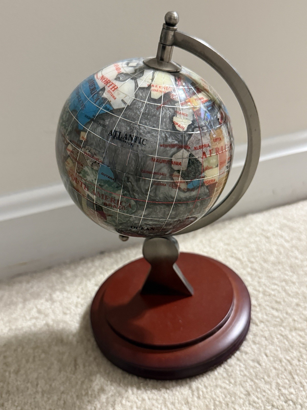 Small Grey Desk Globe