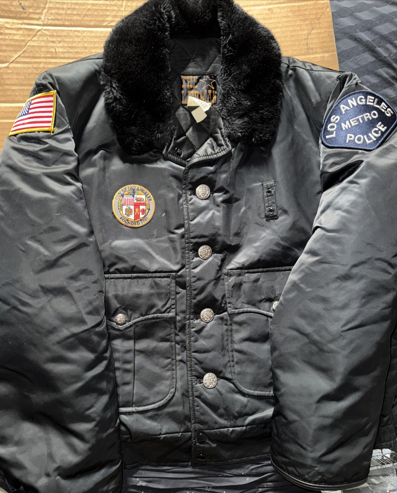 OBSOLETE- LOS ANGELES METRO POLICE JACKET- BLACK SATIN- Size 44