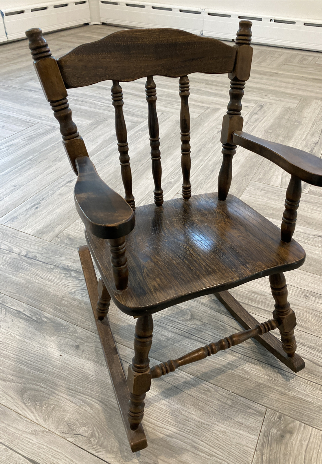 Vintage Wooden Child's Rocking Chair 1970's 25" H 16" W 22" Rockers