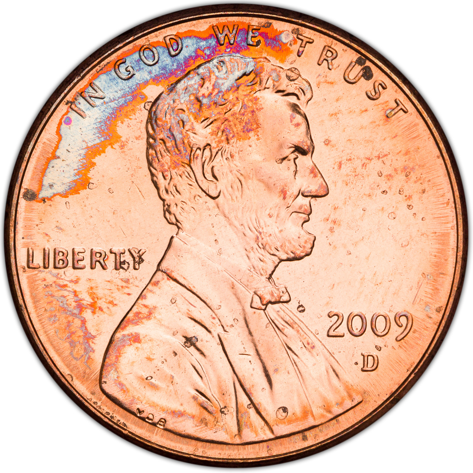 2009-D LINCOLN BICENTENNIAL CENT PENNY FORMATIVE YEARS COLOR TONED GEM UNC
