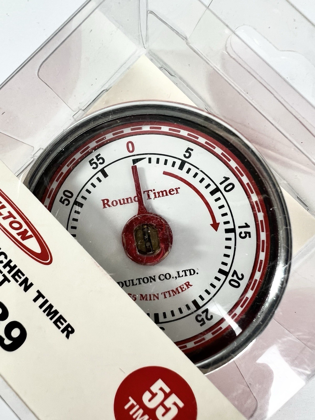 Dulton Co Ltd 55 Minute Kitchen Round Timer Magnetic Red Mechanical Retro