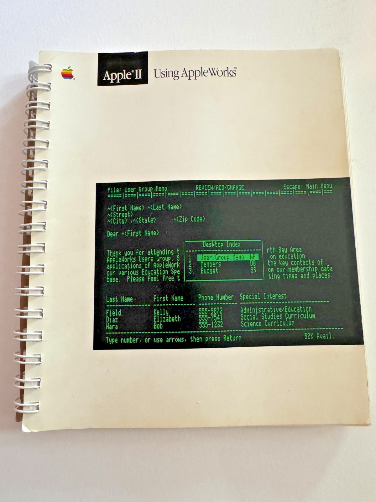 VINTAGE! 1986 Apple II Using AppleWorks Manual Vintage Computing