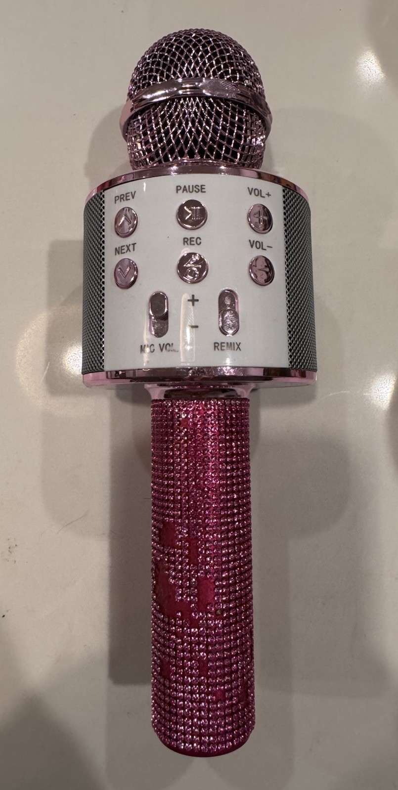 Gabba Goods Bluetooth Karaoke Speaker Microphone, Pink Bling, Rechargeable