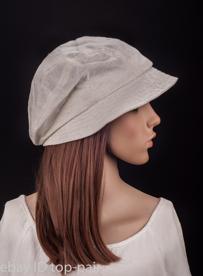 M488 Cute Brim Fashion Stripe Sparkle Women Summer Sun Hat Newsboy Beanie Cap