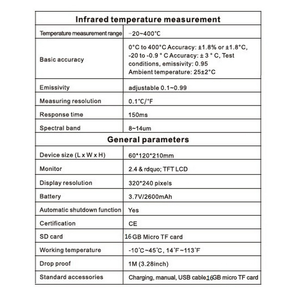 Hot Infrared Thermal Imager Camera Temperature Detector -10 to 400C PC Software