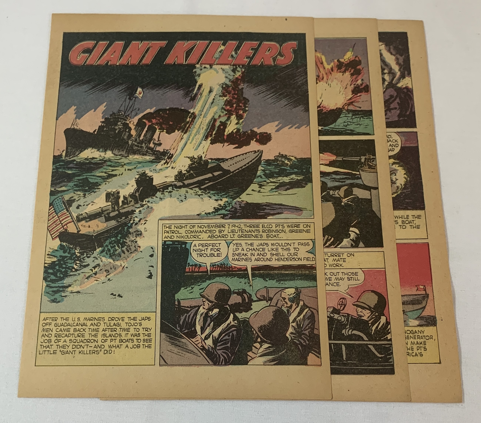 1944 five page cartoon story ~ ELCO PT BOAT PATROL ~ Guadalcanal, Tulagi