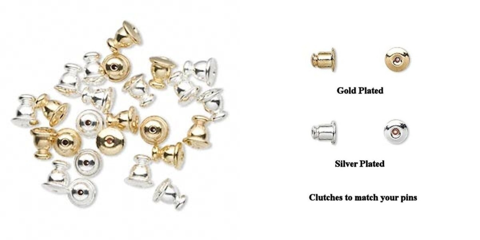 Stick Pin Clutch MIX 25 Silver & Gold Plated 6x5.5mm Stick Hat Pin Open Ended