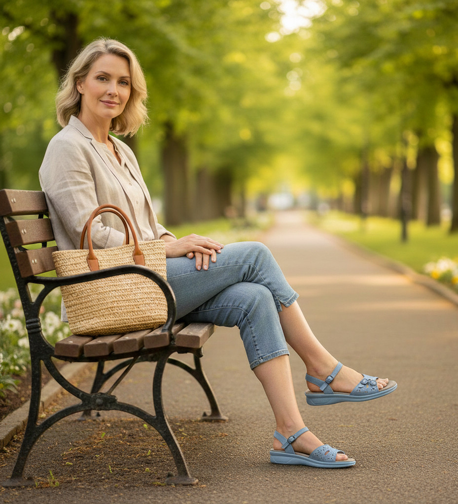 SAS Womens Duo Quarter Strap Sandal-Denim
