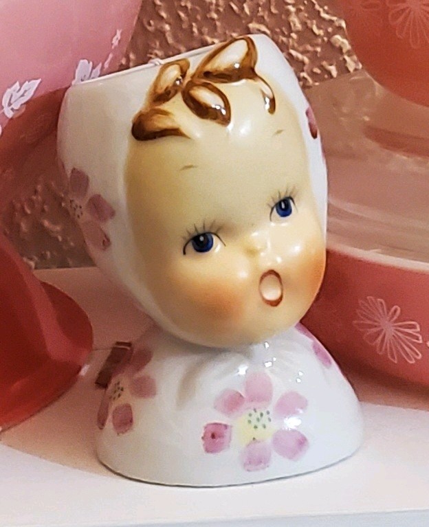 Vintage Baby Girl with Blue Eyes Head Vase Japan Adorable Nursery Decor