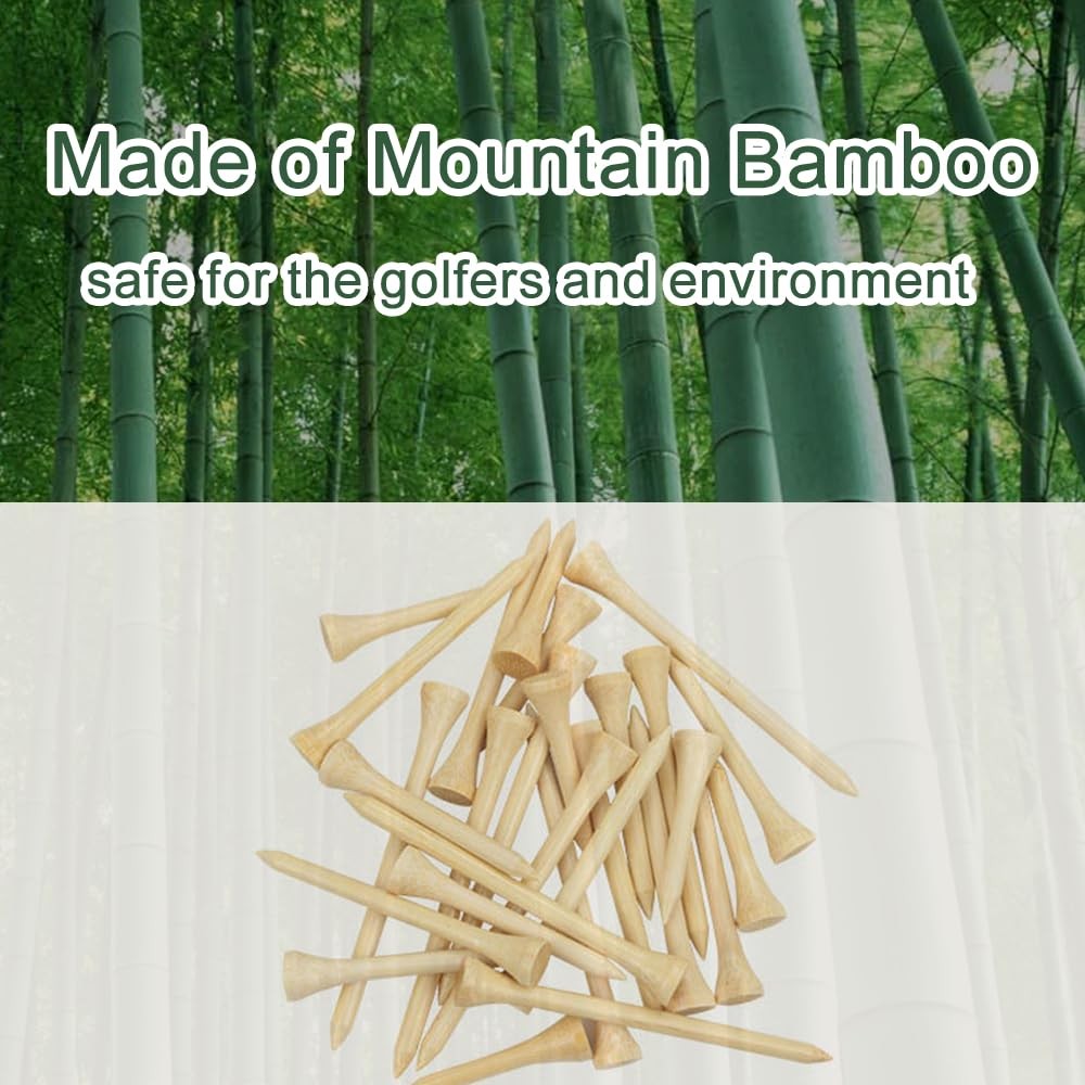 110 Pcs Bamboo Golf Tees 3 1/4 Inch Biodegradable LongTall Stable Ideal Beginner