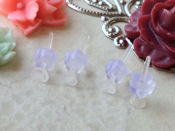 Plastic Earring Post Cup or Flat Sets Hypo Allergenic w/ free Plum Earring Backs