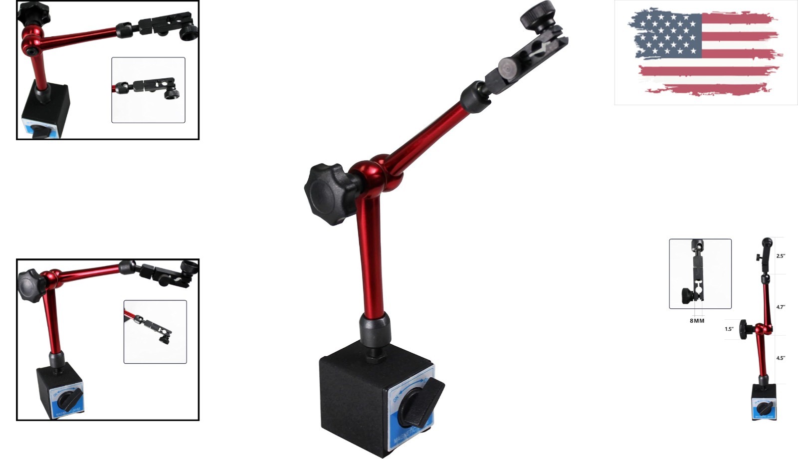 Adjustable Magnetic Base Stand with 360° Movement - 14" Indicator Holder
