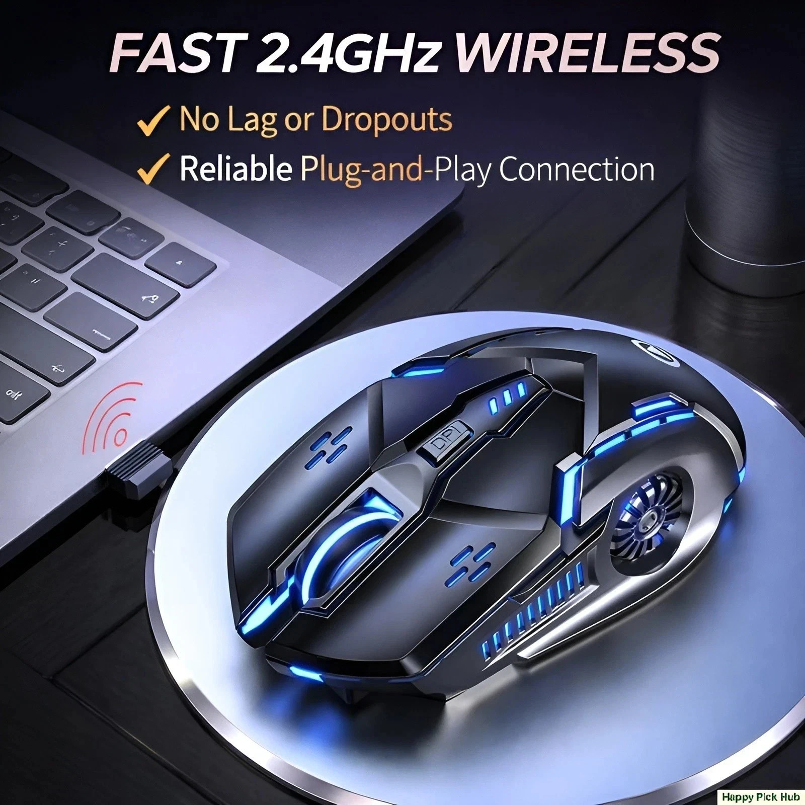 Wireless Gaming Mouse Silent RGB Rechargeable LED Optical USB Mouse
