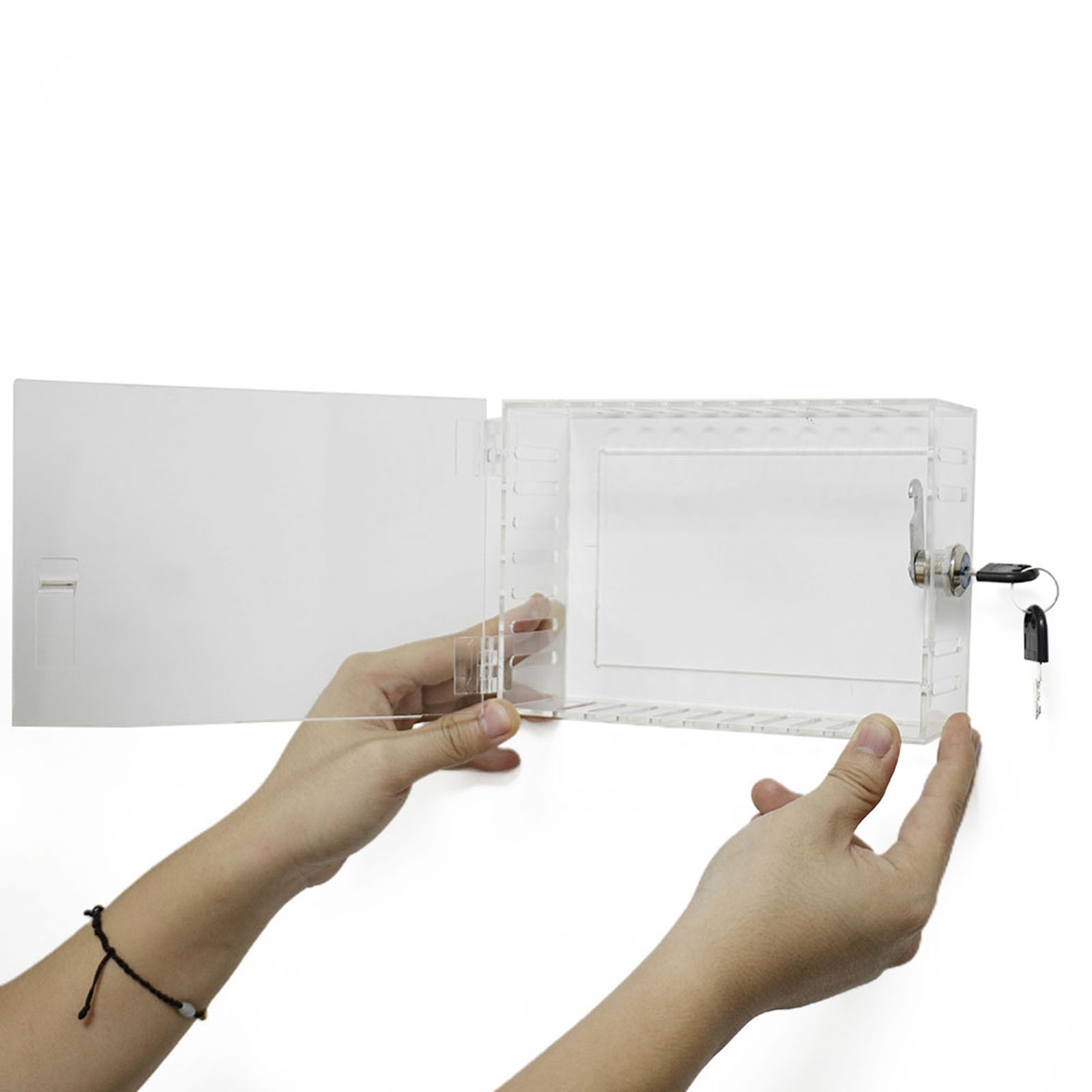 Transparent Lock Box for Thermostat with Key Clear PS Protective Cover