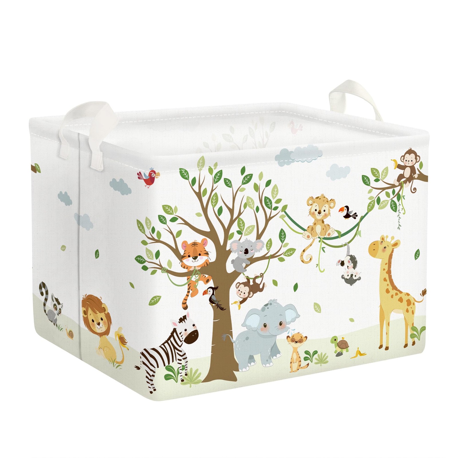 36L Woodland Vine Animal Tree Nursery Decor Baby Basket Collapsible Rectangle...