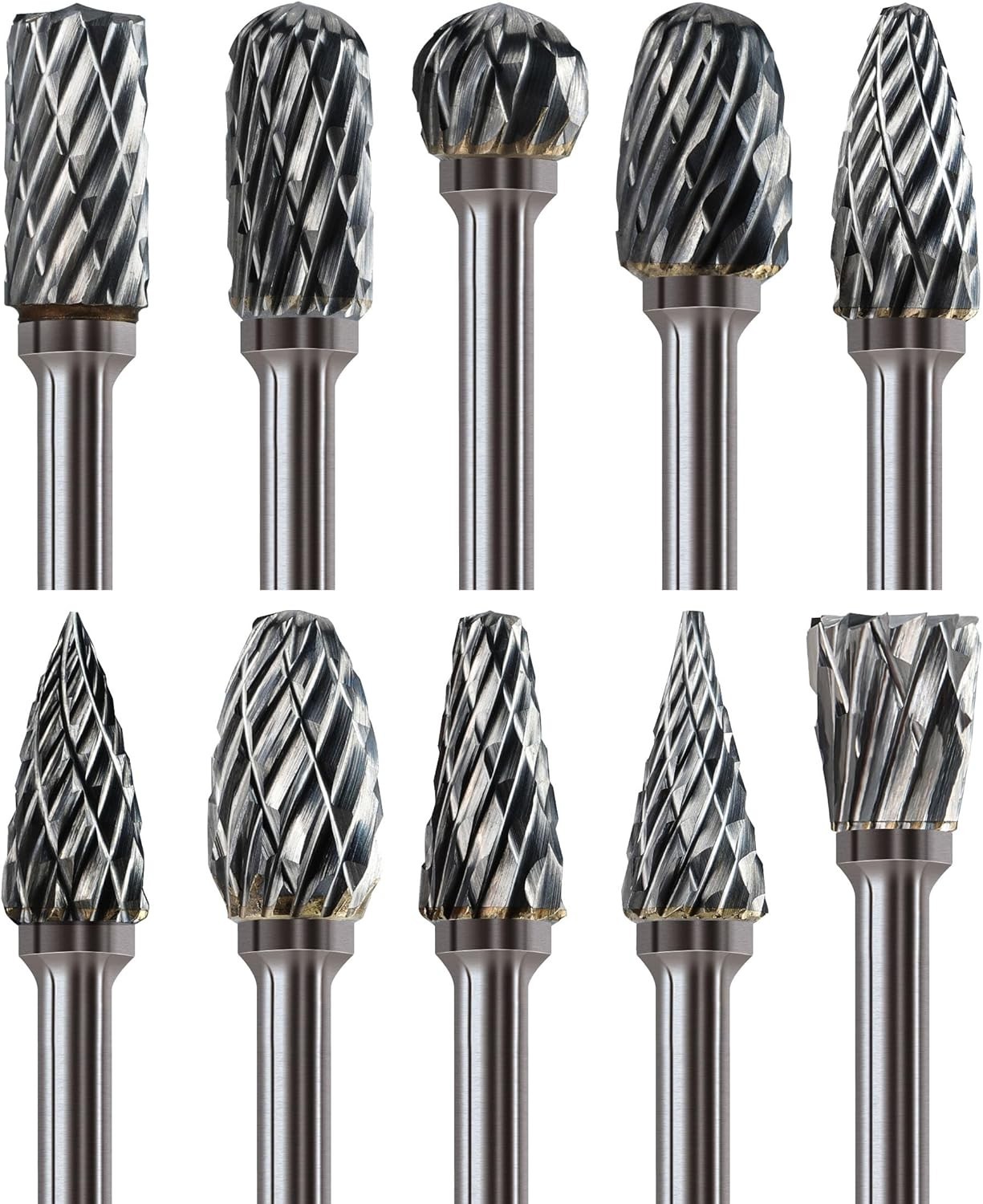 10Pcs 1/8" Shank Carbide Burr Bits Compatible with Dremel Bits Metal Grinding...