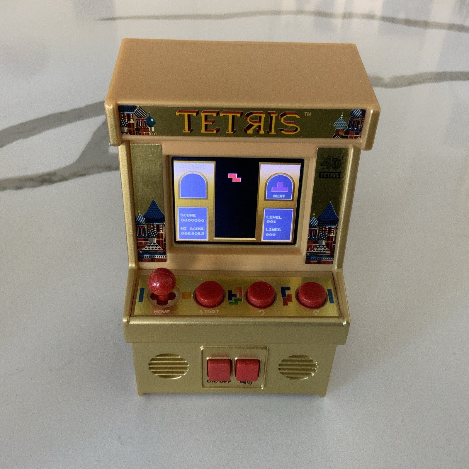 Tetris Hand Held Classic Arcade  GOLD  Mini Retro VIDEO  Game  TESTED  WORKS FUN