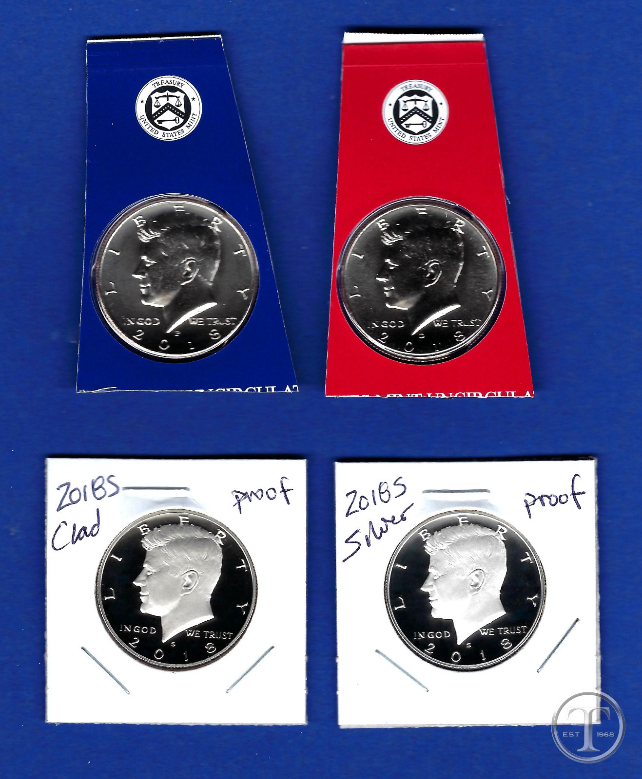 2018 PDSS BU, Clad AND  Silver Proof Kennedy Half Dollar Set-P D From Mint Set
