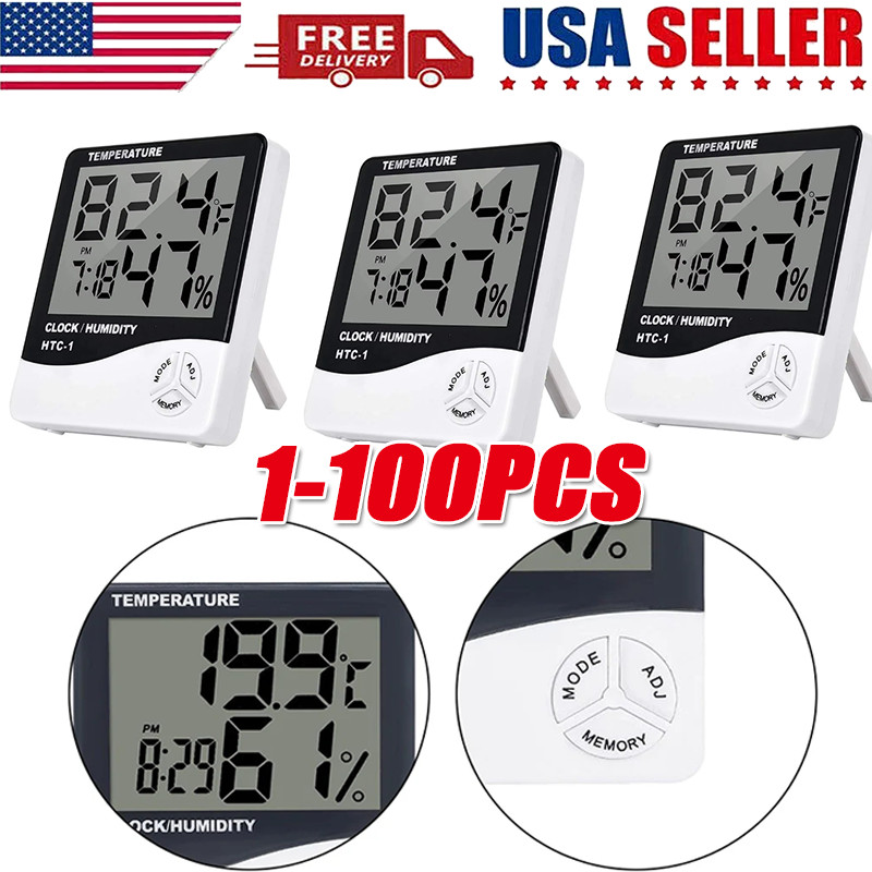 Thermometer Indoor Digital LCD Hygrometer Temperature Humidity Meter Alarm Clock
