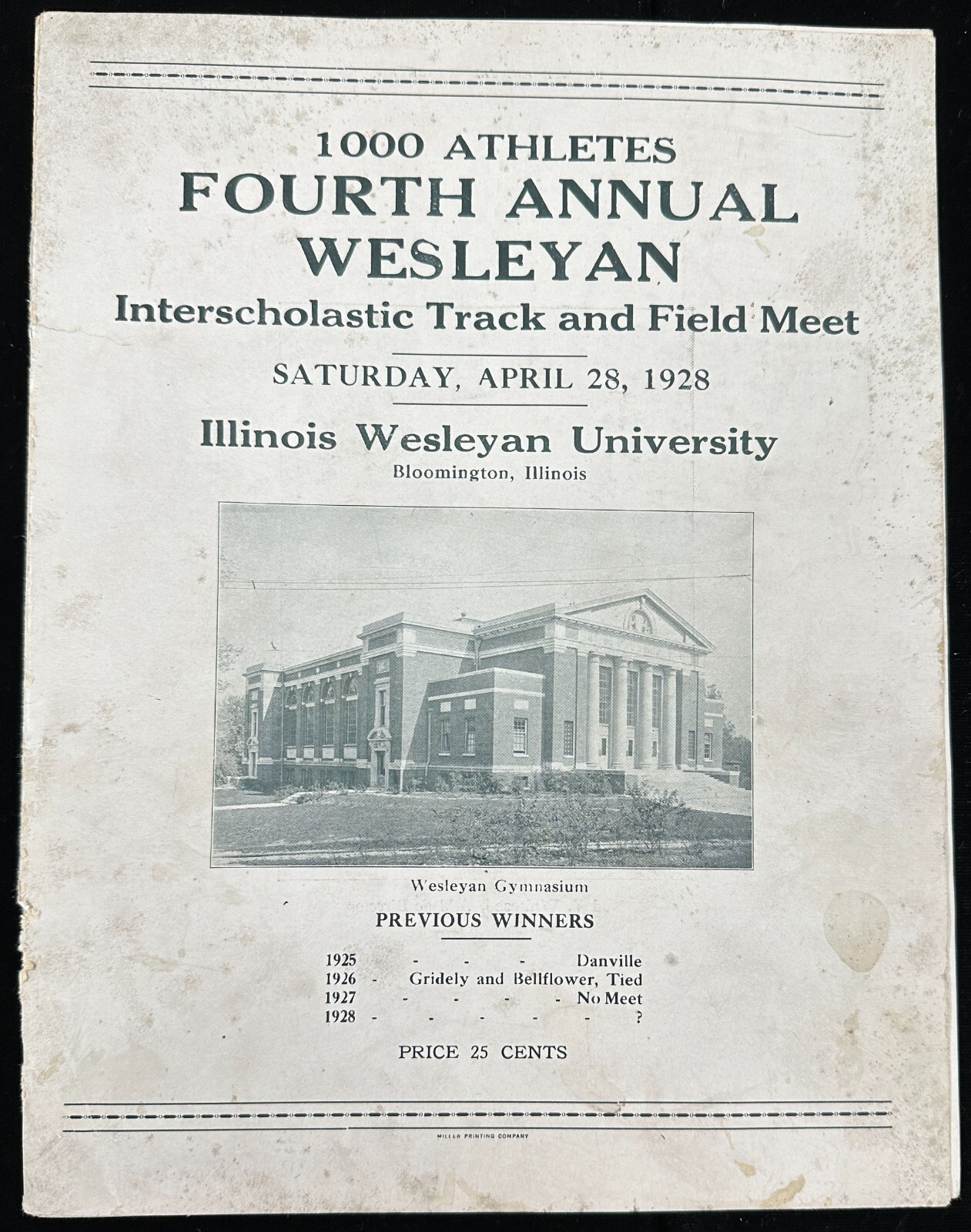 1928 Wesleyan University Track and Field Meet Program, RARE