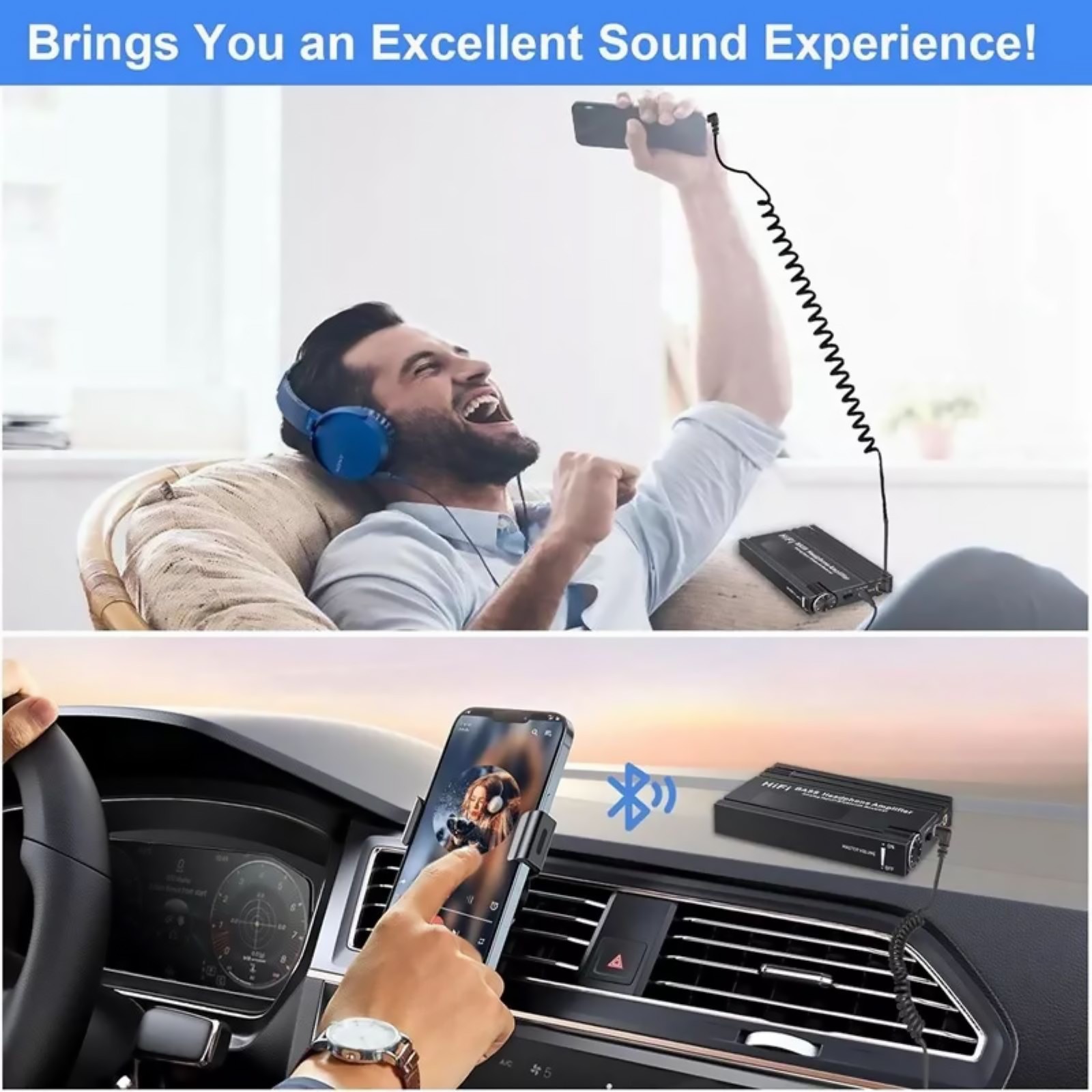 HiFi Headphone Amplifier 3.5mm with Bluetooth 5.0 Receiver - Portable 16-600Ω