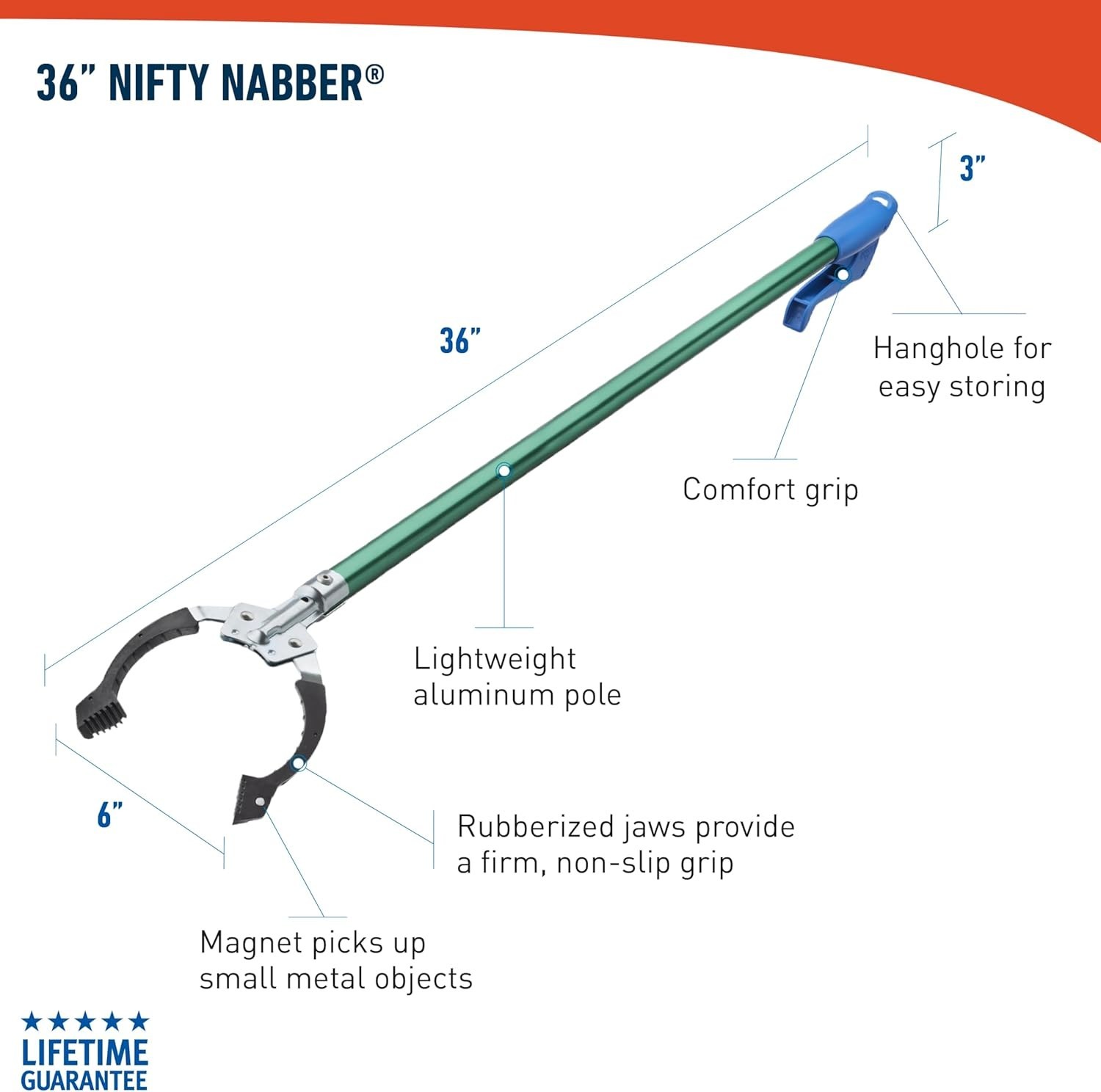 Trash Picker Upper with Built-in Magnet