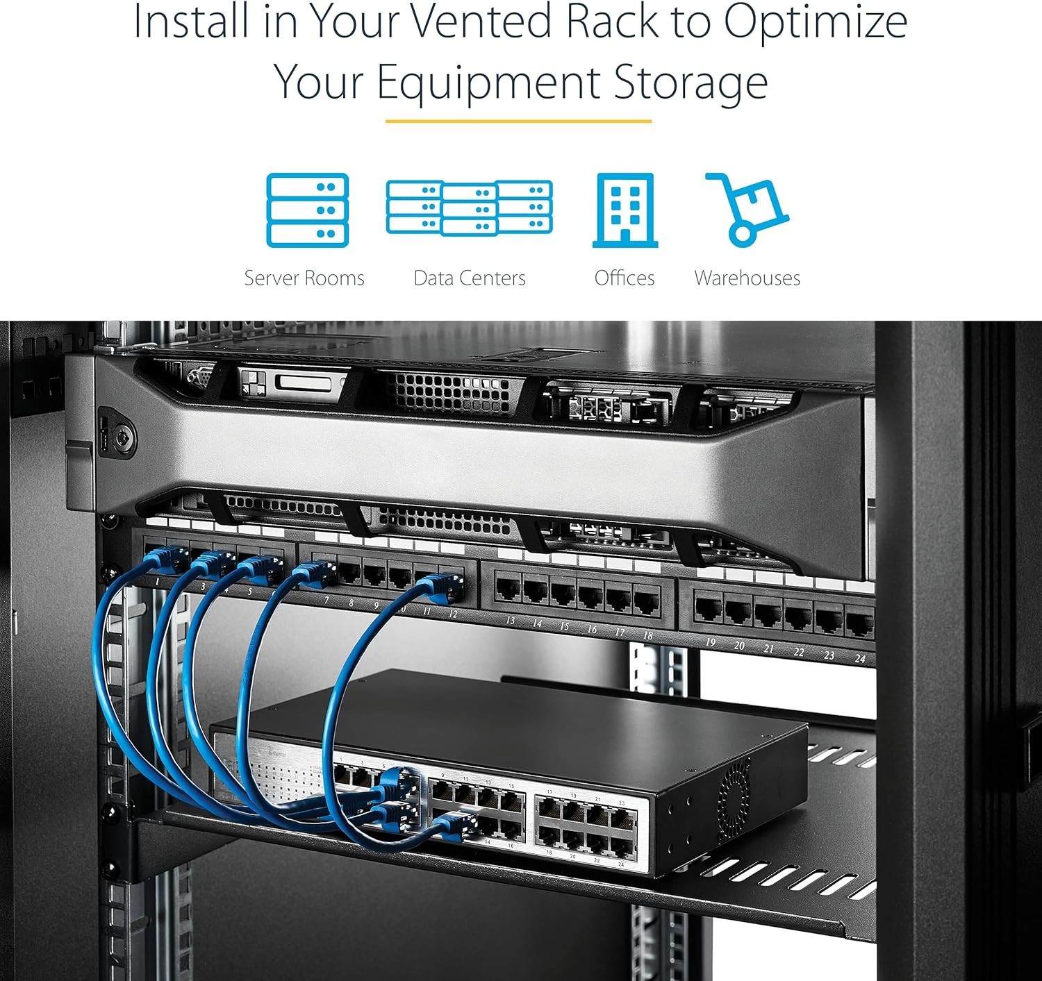 1U Vented Rack Mount Shelf - Durable 19