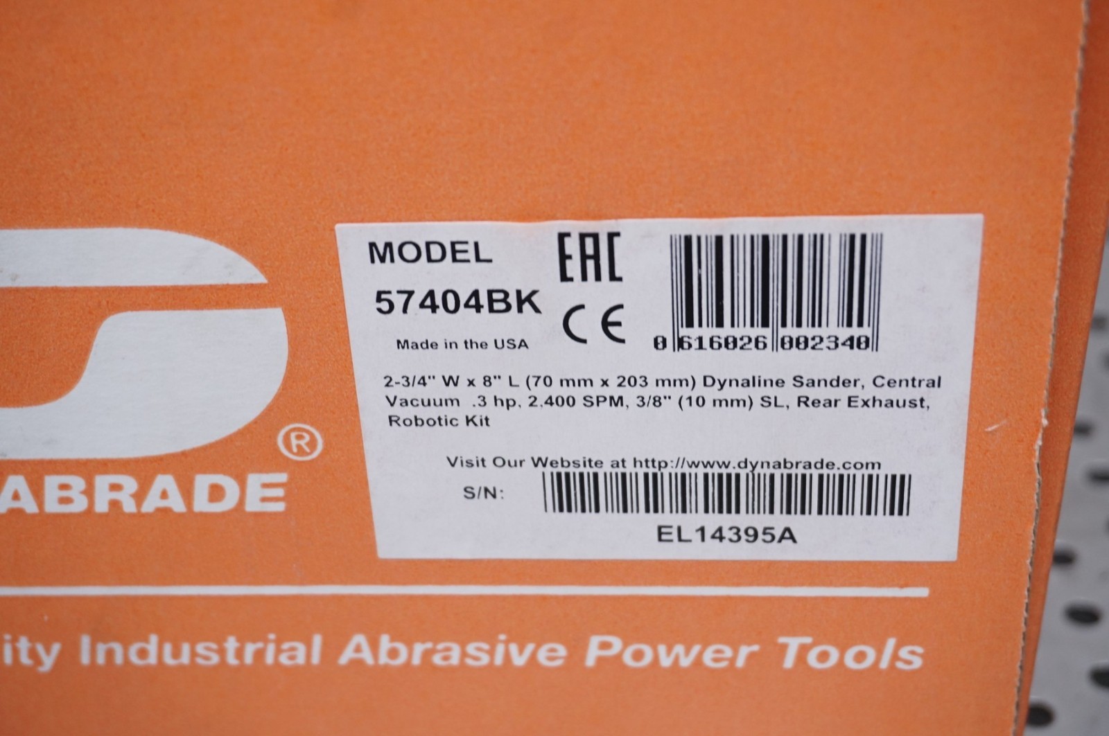 Dynabrade 57404BK Dynaline sander 2 3/4" x 8" robotic kit