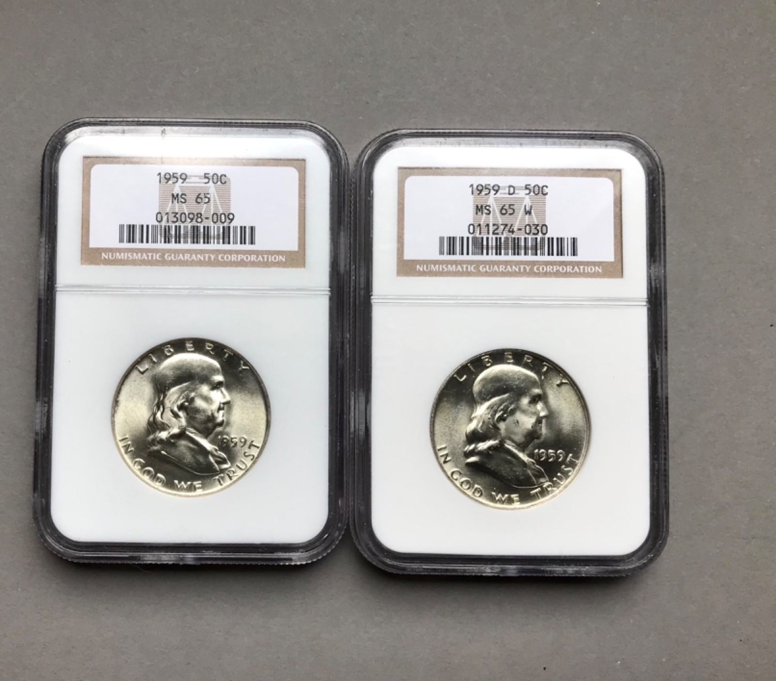1959, 1959D Franklins NGC MS65