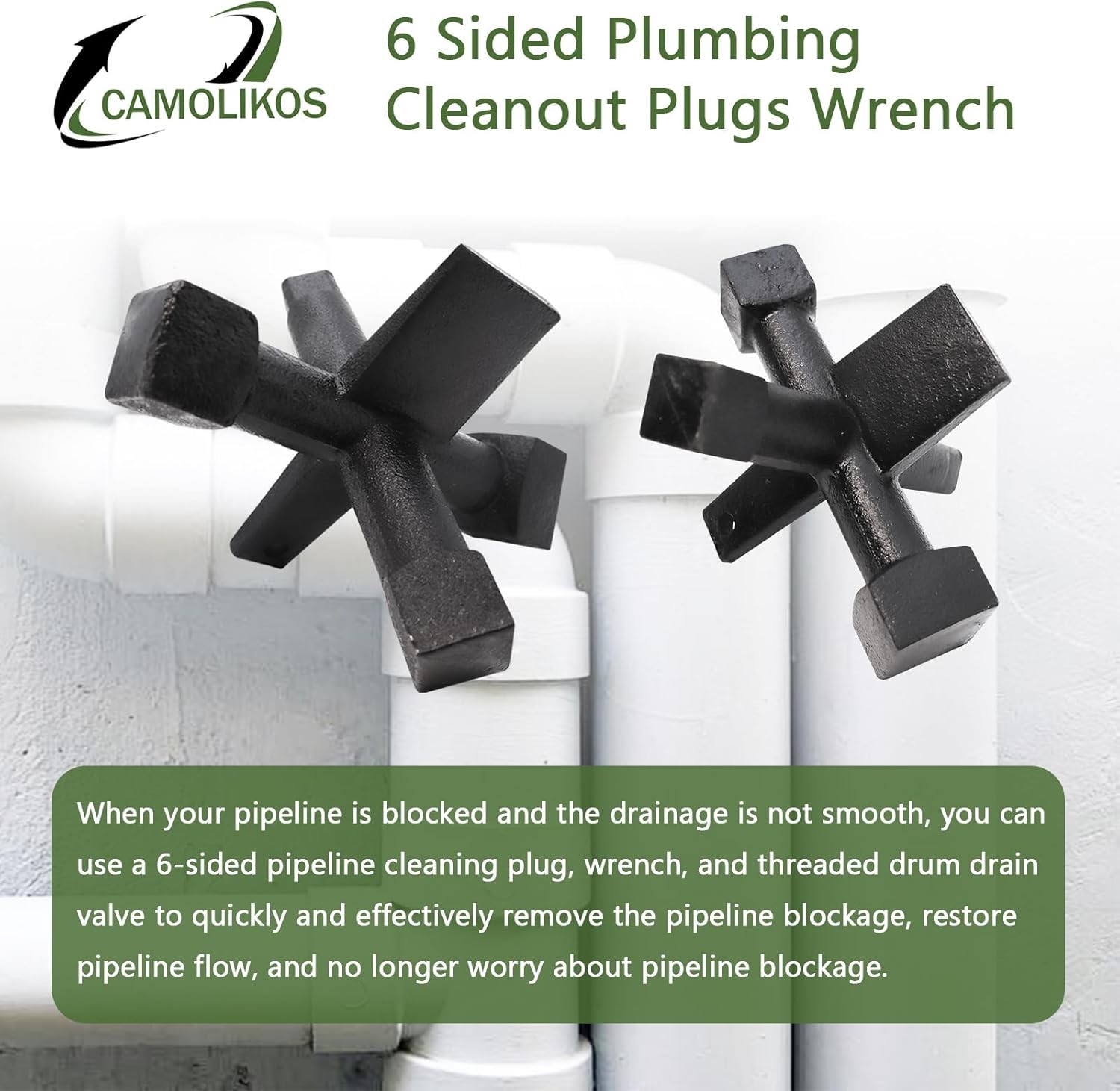 6 Sided Plumbing Cleanout Plugs Wrench Threaded Drum Trap Cleanout Tools