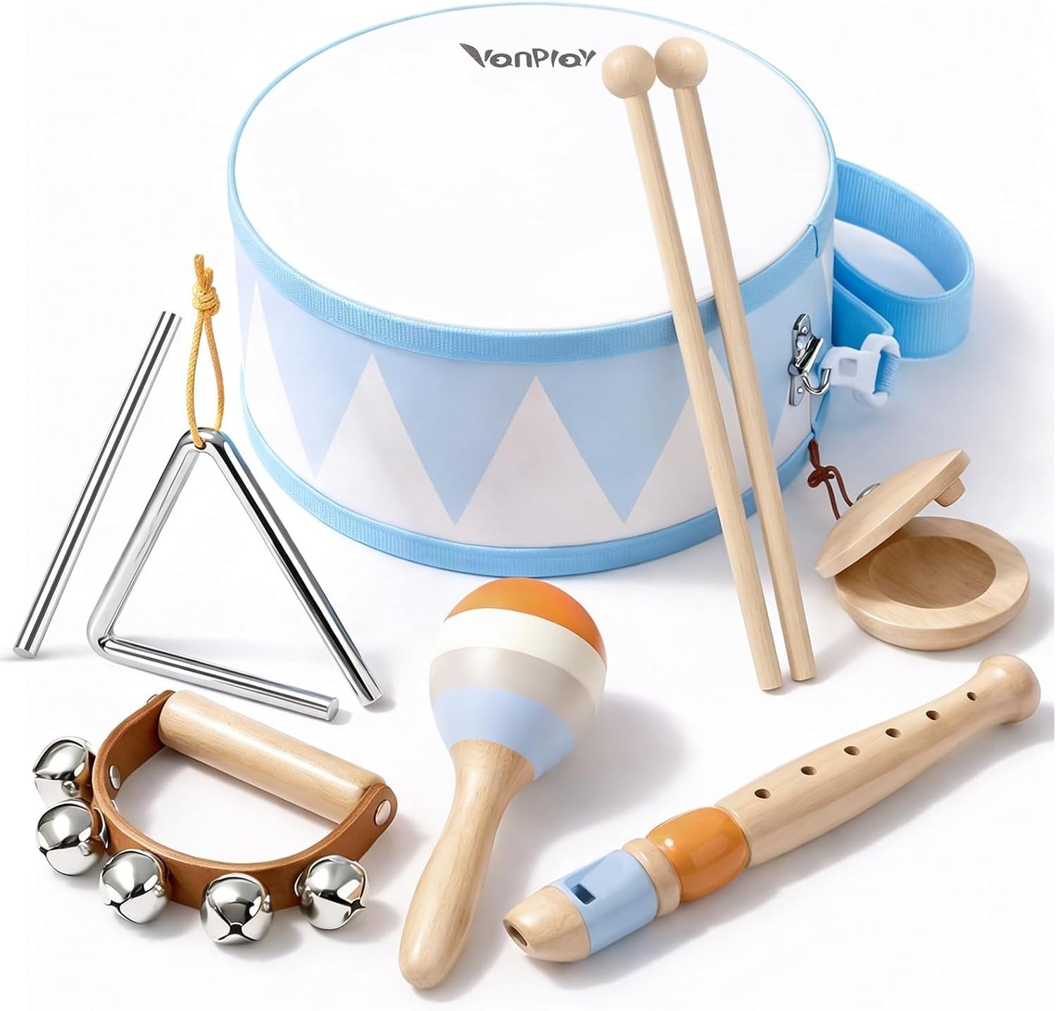 Drum Set for Boys Wooden Montessori Musical Instruments Snare Drum 3-5