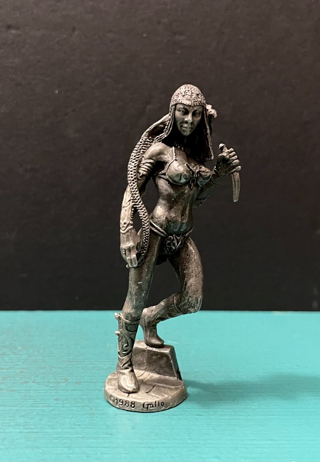 Gallo Pewter Female Amazon Egyptian Warrior Dragon Snake Figurine LOTR GOT RPG