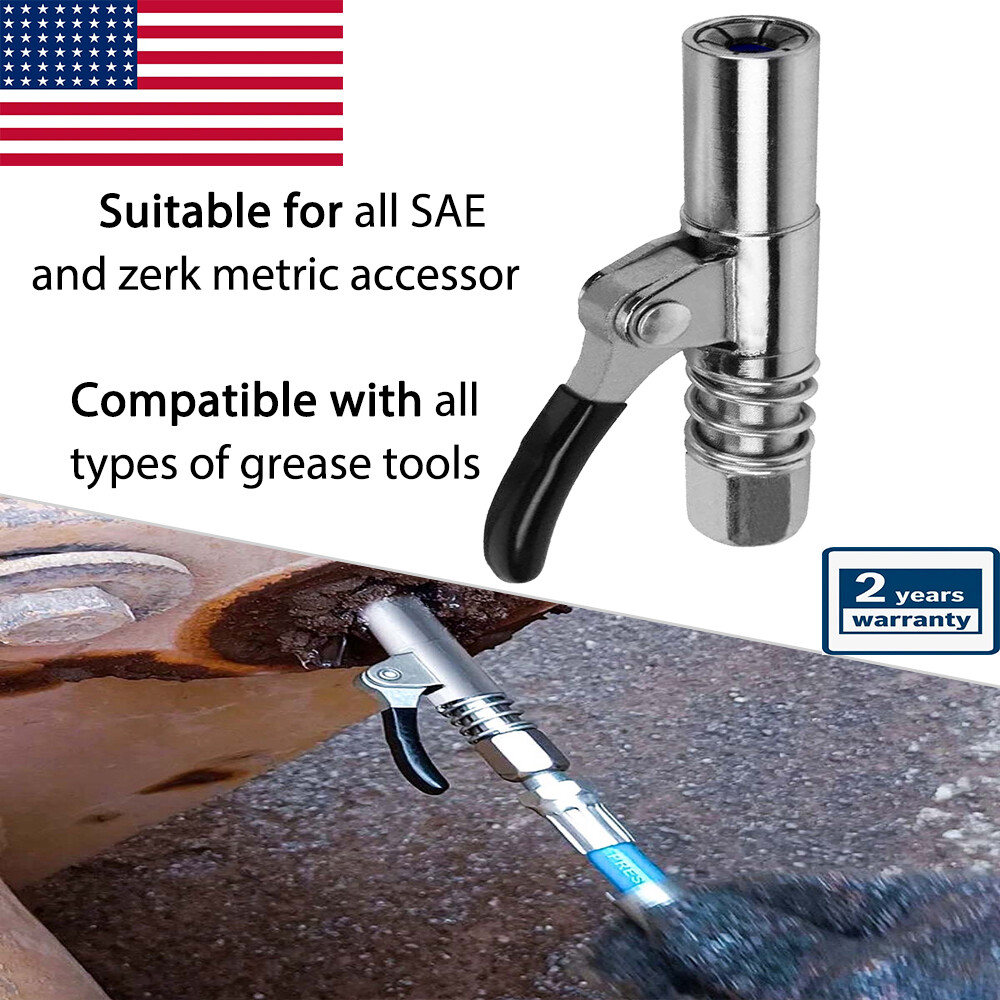 10000PSI Grease Gun Coupler Quick Release Lock Oil Injection Nozzle Professional