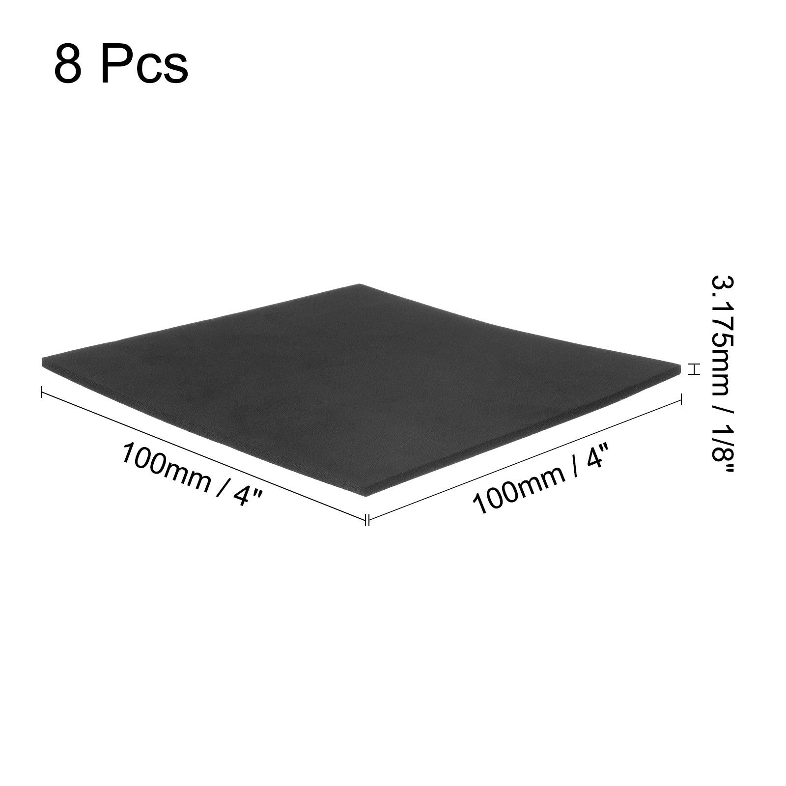 8pcs Adhesive Foam Padding Sheets 1/8" Thick x 4" Long Square EVA Foam