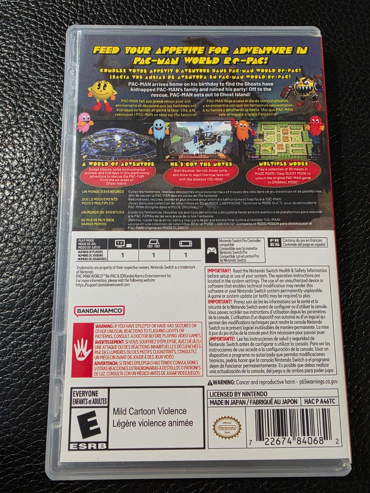Replacement Case (NO GAME) Nintendo Switch PAC-MAN World Re-PAC