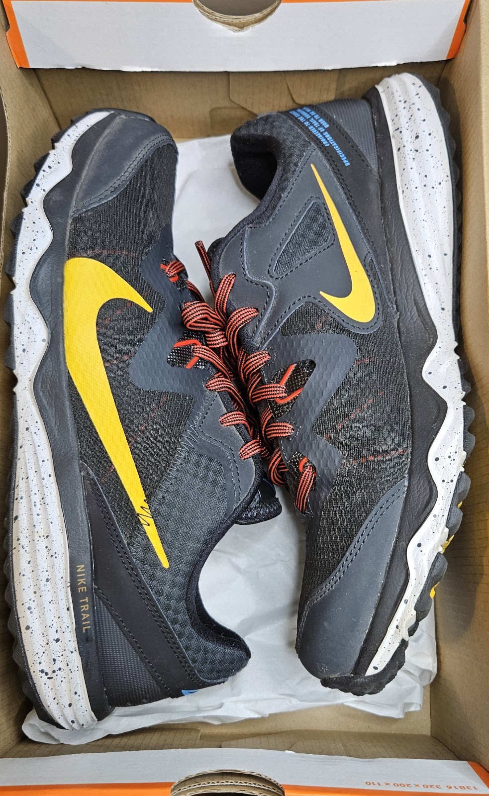 Nike Juniper Trail Men's Running Shoes Black Yellow Breathable US 8.5