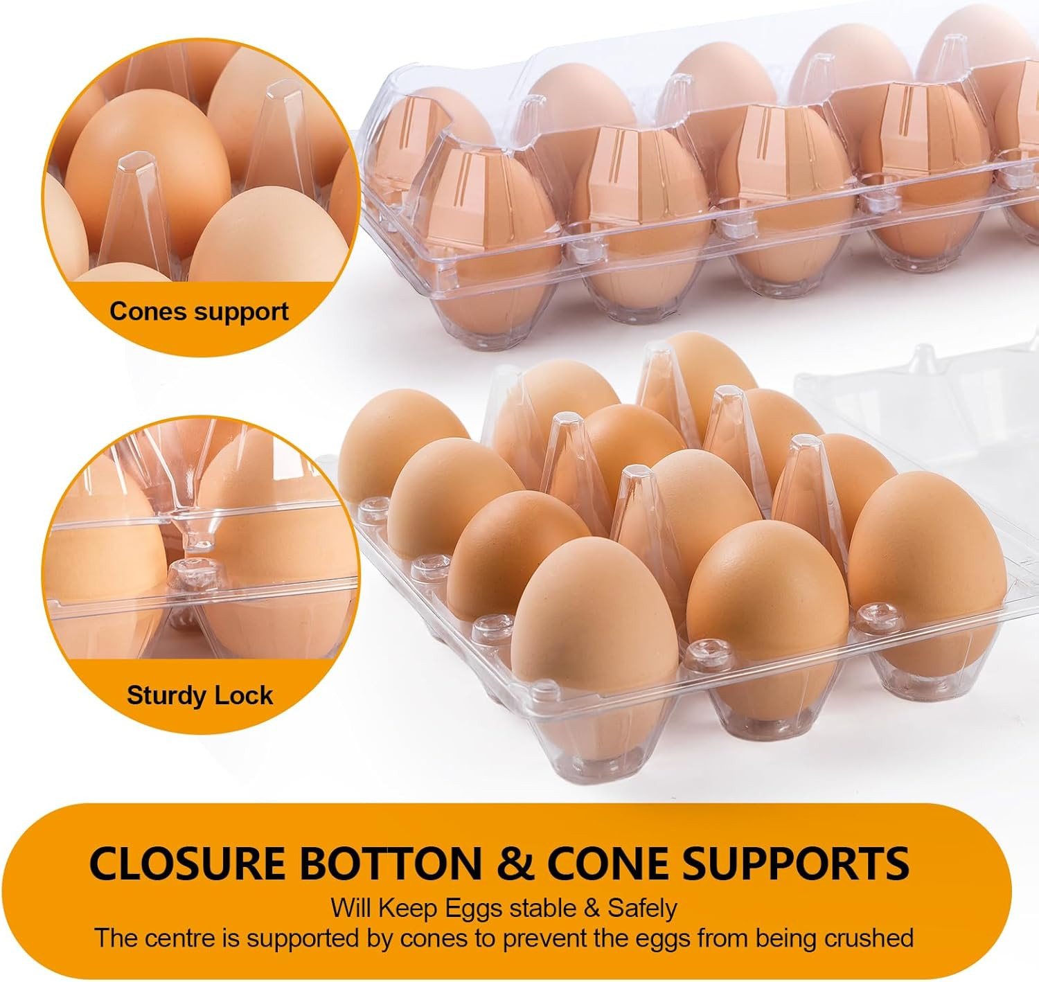 100 Pack Plastic Egg Cartons 12 Count Egg Cartons Cheap Bulk for Chicken Eggs, E