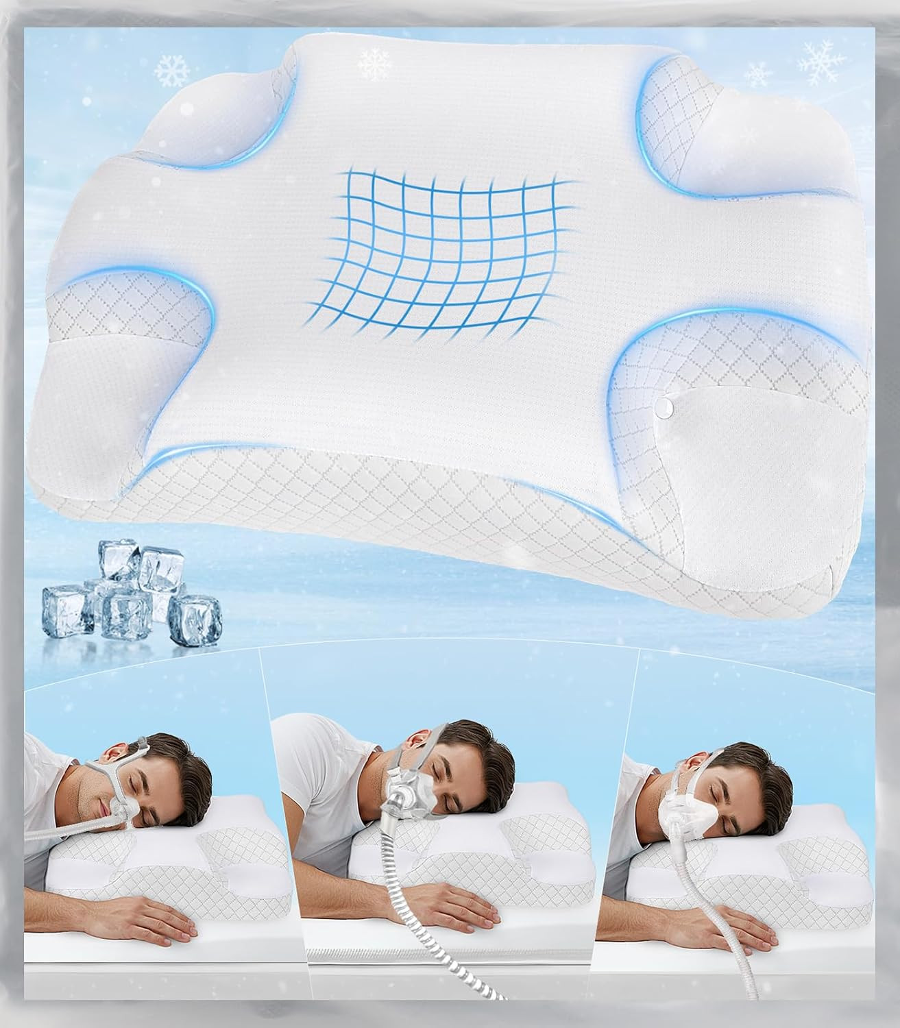 Deep Sleep CPAP Pillow for Side Sleeping for All CPAP Masks Users to Reduce Air