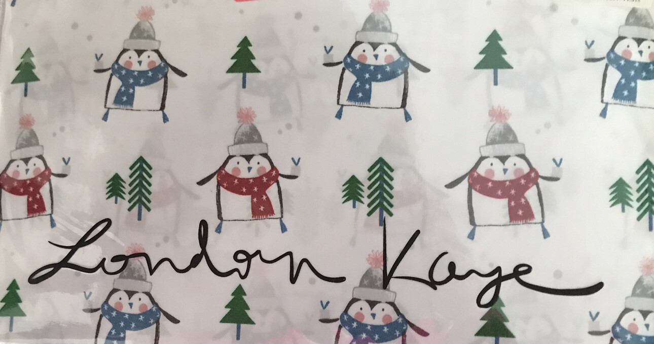 London Kaye Microfiber QUEEN Sheet Set 4 Piece Set Winter Penguins New