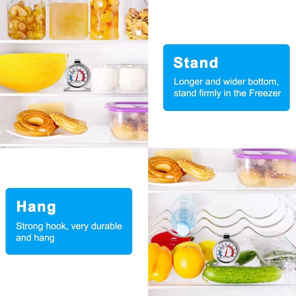 4 Pack Refrigerator Freezer Thermometer Large Dial Analog Thermometer